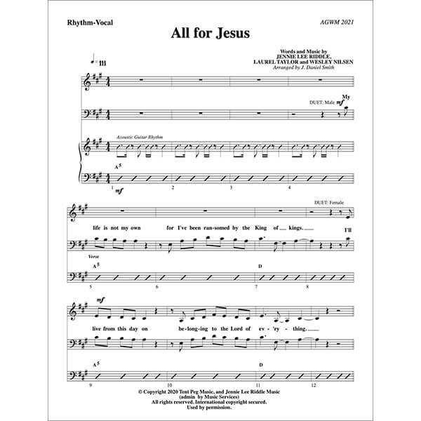 All for Jesus Lead Sheet | AGWM